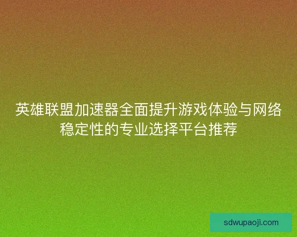 英雄联盟加速器全面提升游戏体验与网络稳定性的专业选择平台推荐