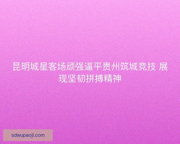 昆明城星客场顽强逼平贵州筑城竞技 展现坚韧拼搏精神