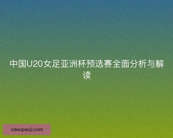 中国U20女足亚洲杯预选赛全面分析与解读