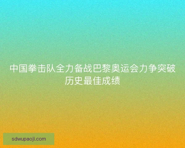 中国拳击队全力备战巴黎奥运会力争突破历史最佳成绩
