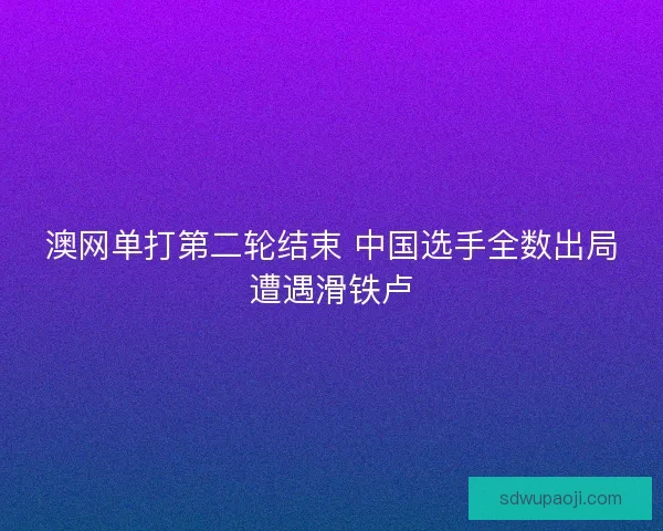 澳网单打第二轮结束 中国选手全数出局遭遇滑铁卢