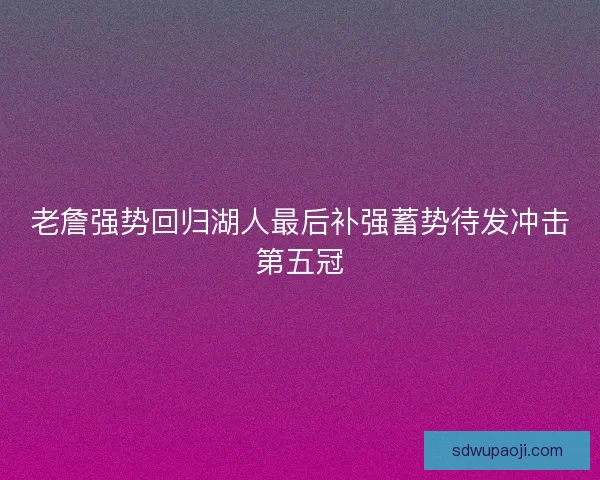 老詹强势回归湖人最后补强蓄势待发冲击第五冠